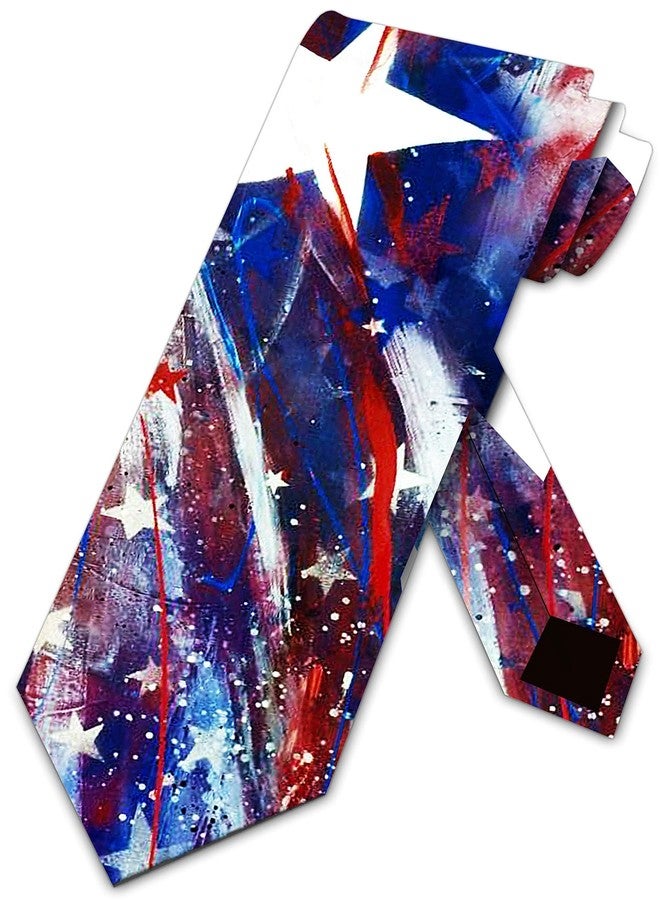 Three Rooker Patriotic Ties Mens Art Abstract Flag Neck Tie - Image 1